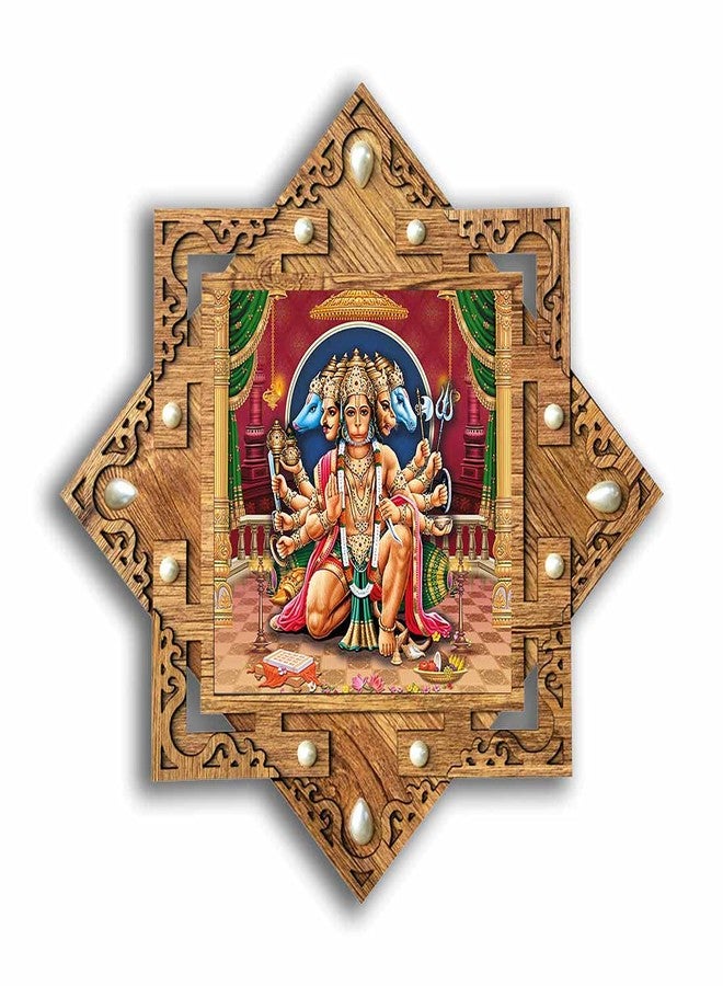 pnf Poster And Frames Hanuman Star Shaped Wooden Photo Frame | Living Room, Bedroom | Home Decoration | Best Gifting Option (16.5x16.5inch) -20762 - Image 1